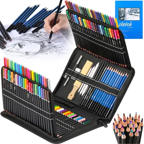 145-Teiliges Art Professionelles Zeichenset Buntstifte Graphit Skizzen-Bleistift