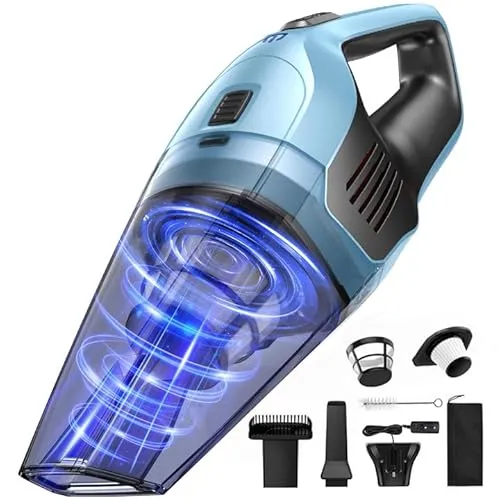 Handstaubsauger, Leistungsstarker, Tragbarer, Leichter, kabelloser Handstaubsauger mit 25–30 Minuten Langer Laufzeit, Wiederaufladbarem Akku und Schnellladung für Auto, Teppich, Treppe, Tierhaare