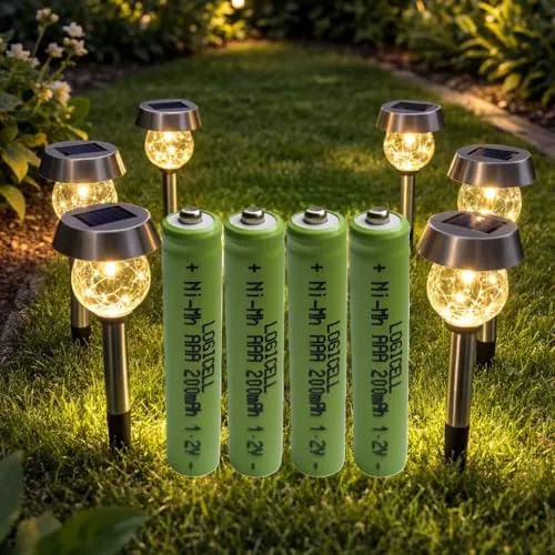 stück LogiCell NI-MH Akku Micro LR03 AAA 200mAh, 1,2V für Solarprodukte Solar Batterie, mit geringer Selbstentladung für Außen-Solarleuchten Solarlampen Lichterketten Wiederaufladbar 4