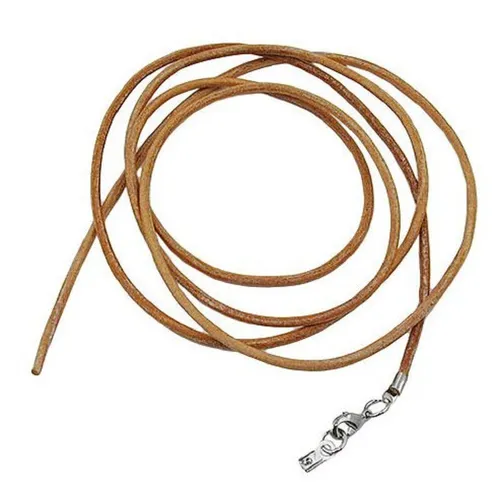 unbespielt Lederband Lederband Naturbraun Karabinerverschluss Silberfarben Länge 1m kürzbar, Modeschmuck für Damen und Herren