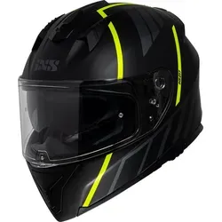 IXS 217 2.0 Integralhelm - Matt Schwarz/Grau/Neon-Gelb - S - Motorradhelm aus Polycarbonat mit integrierter Sonnenblende und kratzfestem Visier, ideal für Sicherheit und Komfort auf der Straße.