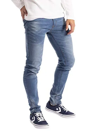 BlauerHafen Herren Slim Fit Jeanshose Stretch Designer Hose Super Flex Denim Pants (28W / 32L, Hellblau)