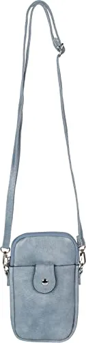 styleBREAKER Damen Umhängetasche klein mit Reißverschluss, Mini Bag Handtasche Einfarbig verstellbar, Handytasche 02012382, Farbe:Hellblau