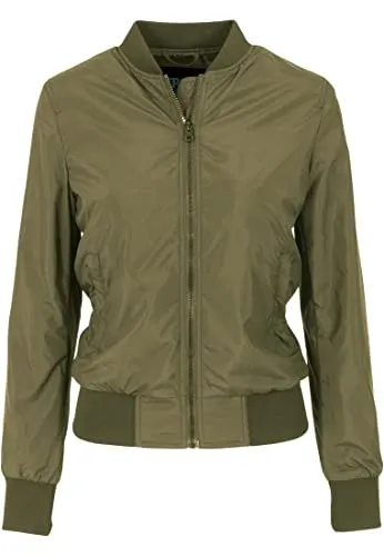 Urban Classics TB1217 Damen Light Bomber Jacket - Olive Grün, Größe M - Funktionsjacke für Damen, ideal als Übergangsjacke mit elastischen Rippbündchen für optimalen Tragekomfort und stylischen Look.