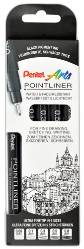 Pentel Pointliner Fineliner-Set schwarz, 1 Set