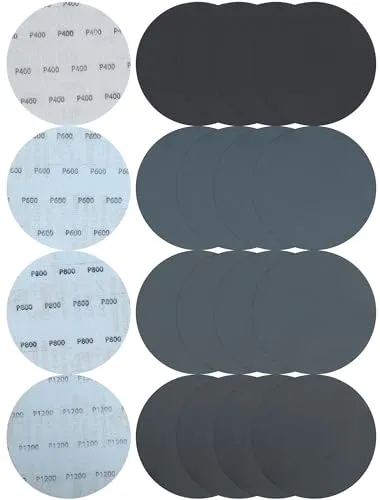 150mm Schleifpapier für Polieren(Körnung 400/600/800/1200), 40 Stück Schleifscheiben 150mm Klett Schleifblätter für Metall, Holz & Stein – Nass/Trockentauglich