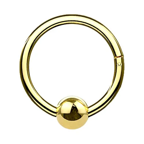 Piercingfaktor Segment Clicker Scharnier Ring Piercing Septum Tragus Helix Nase Nasenring Nasenpiercing Ohr Klicker Daith mit Kugel Gold 12mm x 12mm,