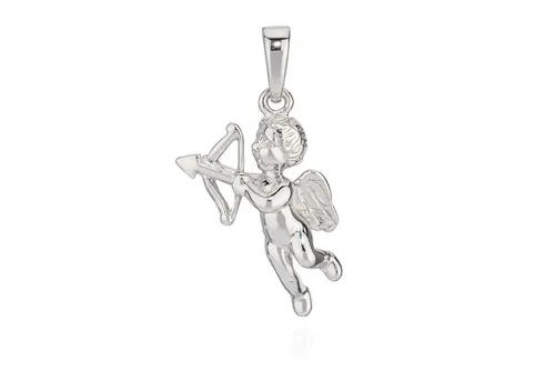 NKlaus Glanz Kettenanhänger Engel mit Pfeil und Bogen aus 925 Silber - Anhänger für Damen aus rhodiniertem 925 Sterling Silber, anlaufgeschützt mit funkelndem Engel-Design – perfekt als Schutzsymbol und stilvolles Accessoire.