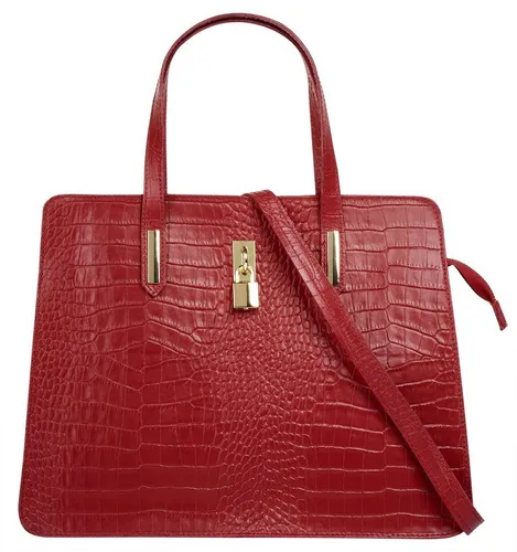 Henkeltasche CLUTY - Elegante Damenhandtasche in Rot mit Reptilienprägung - Handtaschen aus echtem Leder, Made in Italy. Die stilvolle Kroko-Optik und vielseitige Tragevarianten machen diese Tasche zum perfekten Begleiter für jeden Anlass!