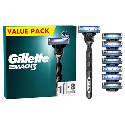 Gillette Mach3 Nassrasierer - Präzisionsrasierer mit 3 Klingen für eine gründliche und sanfte Rasur, ideal für täglich gepflegte Haut.