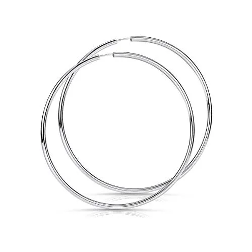 Materia 925 Silber Ohrringe Creolen groß - 70mm für Damen und Teenager - Ohrringe für Damen aus 925 Sterling Silber, Made in Germany. Mit praktischem Steckverschluss für einfaches Anlegen und modernem Design - ideal für jeden Anlass.