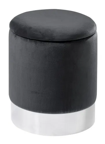 Home4You Sitzhocker Ø 31 cm - Dunkelgrau mit Stauraum - Sitzhocker mit abnehmbarem Deckel, ideal für zusätzlichen Stauraum. Aus hochwertigem Samt und Massivholz, perfekt für jedes Zuhause.