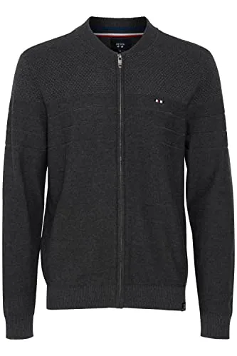 FQ1924 FQSabato Herren Strickjacke Cardigan Feinstrick mit kurzem Stehkragen, Größe:XL, Farbe:Charcoal Mix (200278)