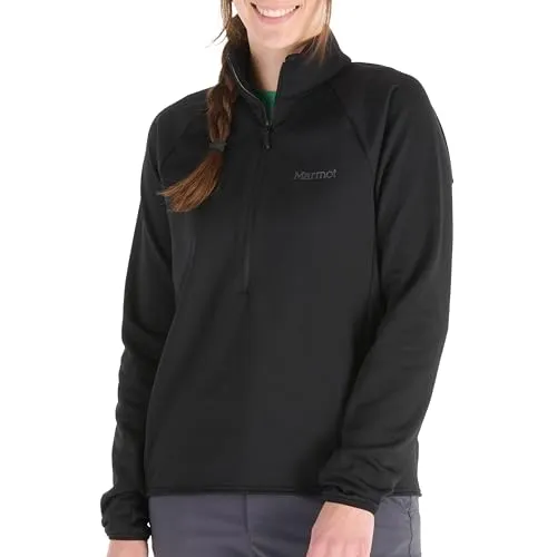 Marmot Damen Leconte Fleece 1-2 Zip, Warme Fleece-Jacke, Jacke mit 1-2-Zip Reißverschluss, atmungsaktiv, winddichte Weste, leicht zu packen, optimal für Wandern und als Midlayer, Black, XL