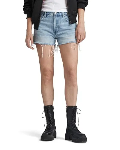 G-Star Damen Shorts True Raw Edge blau (25) - Lässige Baumwoll-Shorts mit Raw-Edge-Finish, klassischem 5-Taschen-Design und G-Star RAW-Label – ideal für einen stylischen Look im Sommer.