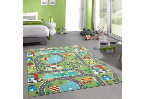 Carpetia Teppich Kinder Spielmatte mit Blick auf die Stadt in der Natur in grün, Rechteckig, Höhe: 12 mm