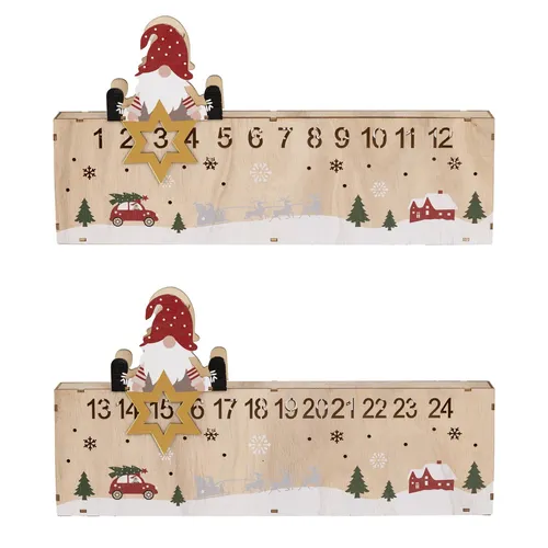 LED-Weihnachtskalender aus Holz ca. 40 x 3,5 x 21 cm mit 6 warm weißen LED neu