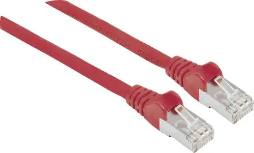 Intellinet 319225 RJ45 Netzwerkkabel, Patchkabel CAT 6a S/FTP 15.00m Rot Folienschirm, Geflechtschirm, Halogenfrei 1St.
