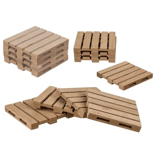 HOLZ - UNTERSETZER PALETTE NATUR 4 STÜCK 10 X 4 CM NEU OVP