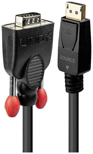 Lindy Videokonverter DisplayPort zu VGA - Schwarz - Monitorzubehör für einfache Umwandlung von DisplayPort-Signalen in VGA, ideal für ältere Monitore und Projektoren.
