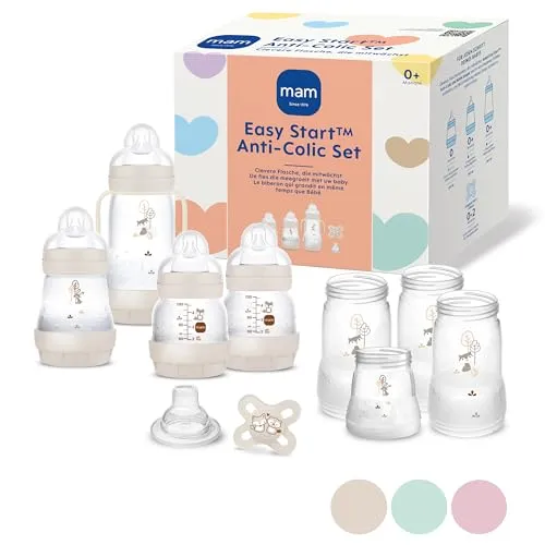 MAM Easy Start Anti-Colic Starter Set - Babyflaschenset mit mitwachsenden Flaschen und Schnullern, ideal für Neugeborene – anti-kolik, selbst-sterilisierend und von Hebammen empfohlen.