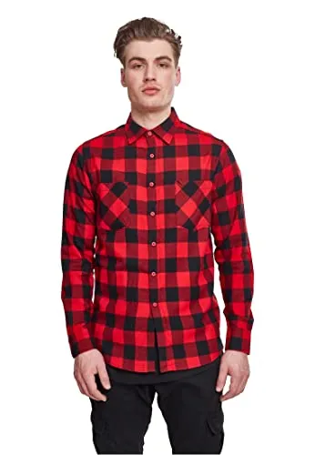 Urban Classics Herren Checked Flanell Shirt TB297, Mehrfarbig (Blk/Red), XL EU - Herrenhemden in klassischem Design, ideal für Freizeit und formelle Anlässe, kombinierbar mit Jeans oder Stoffhosen. Vielseitig und stylisch!