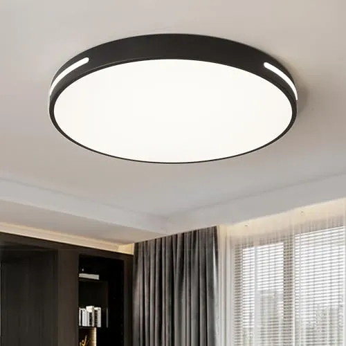 Style home 96W LED Deckenleuchte Deckenlampe, dimmbar mit Fernbedienung, Ø50x5cm ultraslim moderne Leuchte für Wohnzimmer Schlafzimmer Arbeitszimmer Büro (Schwarz)
