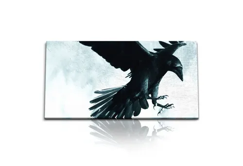 Sinus Art Leinwandbild Kunstdruck Bilder 120x60cm Rabe Krähe schwarzer Vogel Kunstvoll, (1 St)