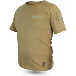 normani Kurzarmshirt Herren Taktisches Einsatz T-Shirt Sergeant Einsatzshirt mit Klettpatches, Armtaschen & versteckten Seitentaschen braun 11/4XL