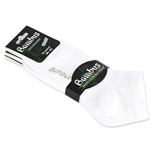 foot-art 6 Paar Bambus Viskose Sneaker Socken ohne Gummi für Damen und Herren (DE/NL/SE/PL, Numerisch, 35, 38, Regular, Regular, weiß)