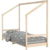 vidaXL Kinderbett 80x200 cm aus massivem Kiefernholz - Robustes Kinderbett aus unbehandeltem Kiefernholz, ideal für Kinder ab 4 Jahren. Mit praktischem Design für einfachen Ein- und Ausstieg sowie Platz für Bettvorhänge für mehr Privatsphäre.