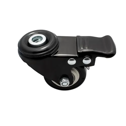 KLAK Lenkrolle Gummirolle mit Bremse Ø50mm Rückenloch Ø10,2mm für Aluprofil - 4 Stück