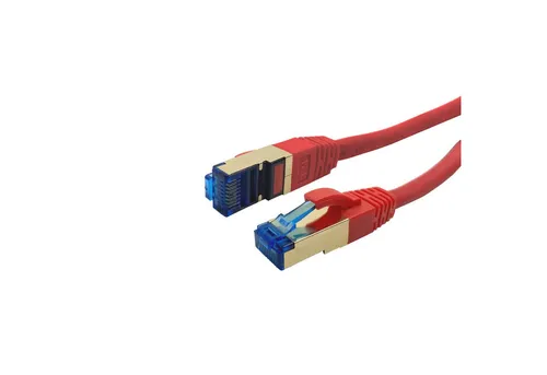 ProfiPatch CAT 7 Patchkabel Ethernet RJ45 Netzwerkkabel Rohkabel LAN-Kabel, RJ45, (50 cm), vergoldet, halogenfrei, rot