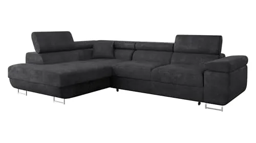 MIRJAN24 Ecksofa Torezio - Stilvolles Schlafsofa mit Bettkasten, links - Das elegante Ecksofa Torezio bietet eine Schlaffunktion und praktischen Bettkasten. Ideal für jeden Raum – bequem und modern, Maße: 274x203 cm.