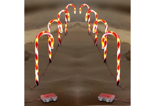 HAC24 LED-Lichterkette Zuckerstange - Weihnachtsdeko mit Timerfunktion - Charmante LED-Zuckerstangenlichter mit 64 LEDs, ideal für winterliche Garten- und Weihnachtsdekoration. Flexibel platzierbar dank Batteriebetrieb und mit praktischer Timerfunktion.