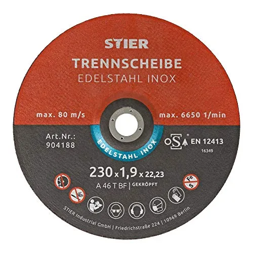 STIER Trennscheibe für Edelstahl/INOX, 230 mm von STIER