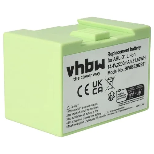 vhbw Akku kompatibel mit iRobot Roomba e619240, e6134, e619840, e6198, e619820, i31502F Saugroboter Grau (2200 mAh, 14,4 V, Li-Ion)
