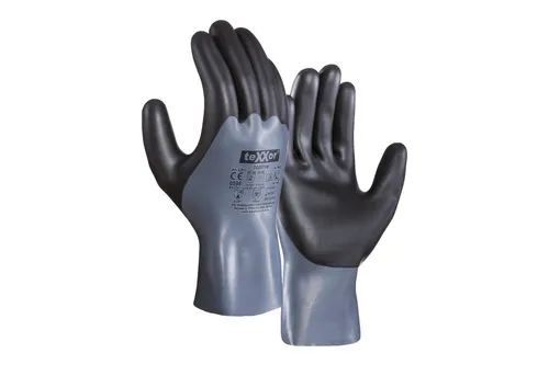 teXXor Chemikalien-Schutzhandschuhe Chemikalien-Handschuhe Nitril vollbeschichtet 2361 (Packung, 12-St., VPE= 12-120 Paar, Gr 10) Nitril/EN 374