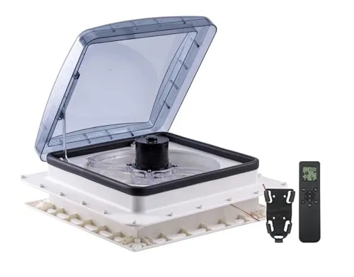 feeoveo Dachlüfter Wohnmobil 12V mit Fernbedienung, Automatischer Regensensor für Schutz bei Regen Leistungsstarker Abluftlüfter mit 10 Geschwindigkeitsstufen leiser Dachventilator für Wohnwagen