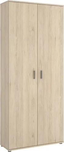 Mehrzweckgarderobe Ddeiol, Multifunktionaler Besenhalter, Kleiderschrank mit 2 Türen, 78x35h190 cm, Eiche