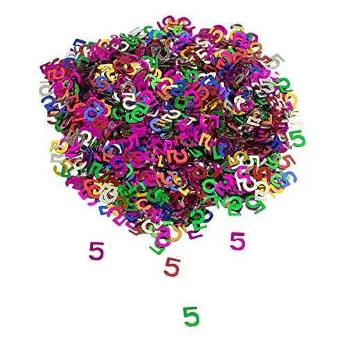 Oblique Unique® Konfetti Zahl 5 Bunt 5. Geburtstag Jubiläum Deko Streudeko Tischdeko Zahlenkonfetti 800 Stück