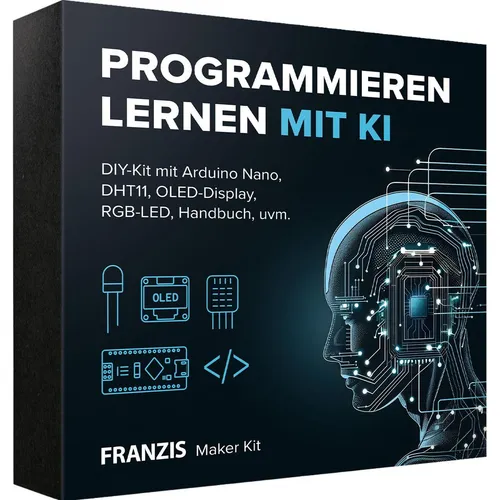 Franzis KI Maker Kit zum Programmieren Lernen mit Arduino Nano - Entdecken Sie die Welt des Programmierens mit dem Franzis Maker Kit. Ideal für Einsteiger, fördert kreatives Denken und technische Fähigkeiten.