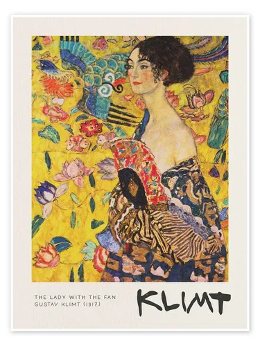 Posterlounge Wandbild Dame mit Fächer, 1917, Gustav Klimt, erhältlich als Poster, Leinwandbild, Wandsticker oder Acrylglasbild