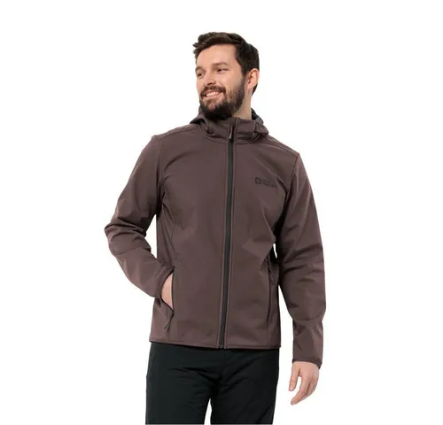 JACK WOLFSKIN Herren Funktionsjacke BORNBERG HOODY M - Funktionsjacke mit TEXASHIELD PRO SOFTSHELL, winddicht und atmungsaktiv. Ideal für Wanderungen, bietet Bewegungsfreiheit und schützt bei Regen.