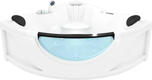 Whirlpool W25H-TH 150x150cm Eckwanne mit Heizung - Luxuriöse Eckbadewanne mit Heizung (1500W) für entspannende Stunden zu zweit. Hochwertiges Polyacryl, leistungsstarke Pumpen und integrierte Farblichtspots sorgen für ein unvergessliches Wellness-Erlebnis.