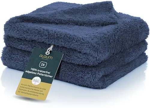 Aurum-Performance® Profi Auto Poliertücher ohne Rand (Ultra Lackschonend) – schonend weiches Mikrofaser Poliertuch perfekt für Polituren, Detailer, Sprühwachs oder Versiegelungen (2er Set)