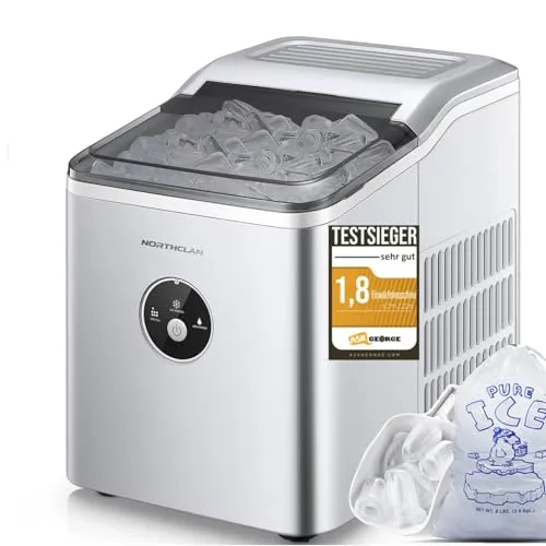 NORTHCLAN Eiswürfelmaschine 14 kg/24h, 9 Eiswürfel in 6-8 Minuten, leise und kompakt