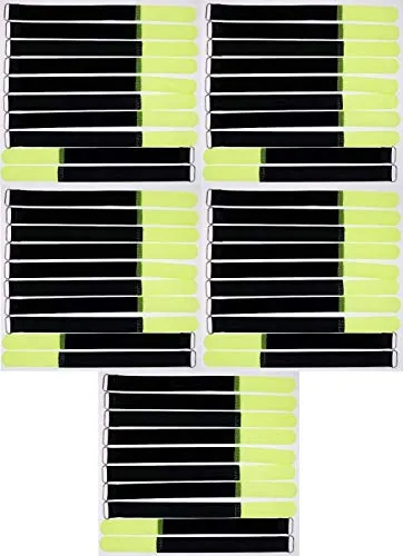 50x 30 cm x 25 mm wiederverschließbare Klett-Kabelbinder NEON GELB mit Metall-Öse - Kabel-Klettband 300 mm wiederverwendbar