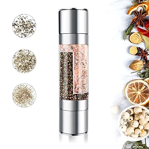 2-In-1-Edelstahl-Pfeffer-Und MeersalzmüHle Ergonomische Manuell Verstellbare GewüRzmüHle Camping Hausmannskost Einzeln Verpackt