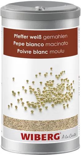 Wiberg Weisser Pfeffer gemahlen 720 g - Hochwertiger weisser Pfeffer, ideal zum Würzen von Speisen. Praktische 720 g Verpackung für den täglichen Gebrauch in der Küche.